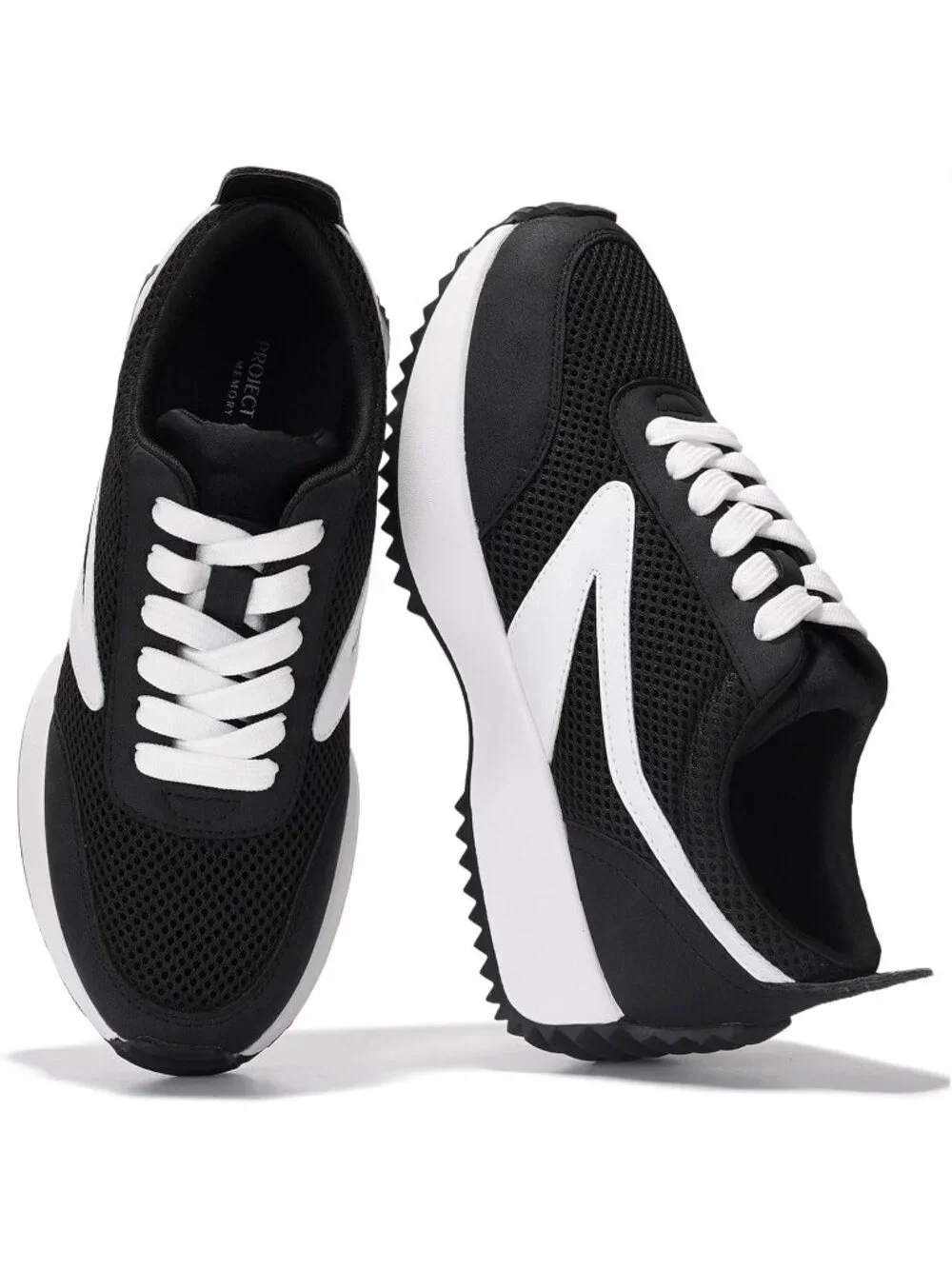 Womens Serena-black Project Cloud Sneakers Memory Foam Lightweight Lace Up Shoes
